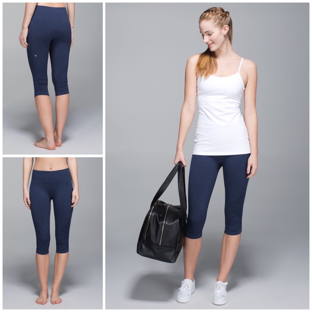Lululemon In The Flow Crop II Seamless Heathered Deep Navy